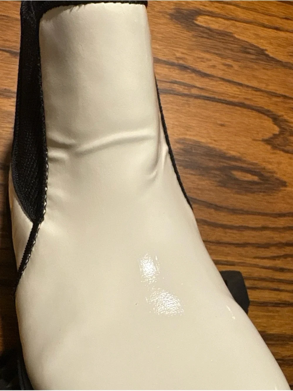 Native Kids White Chelsea Boots with Black Trim